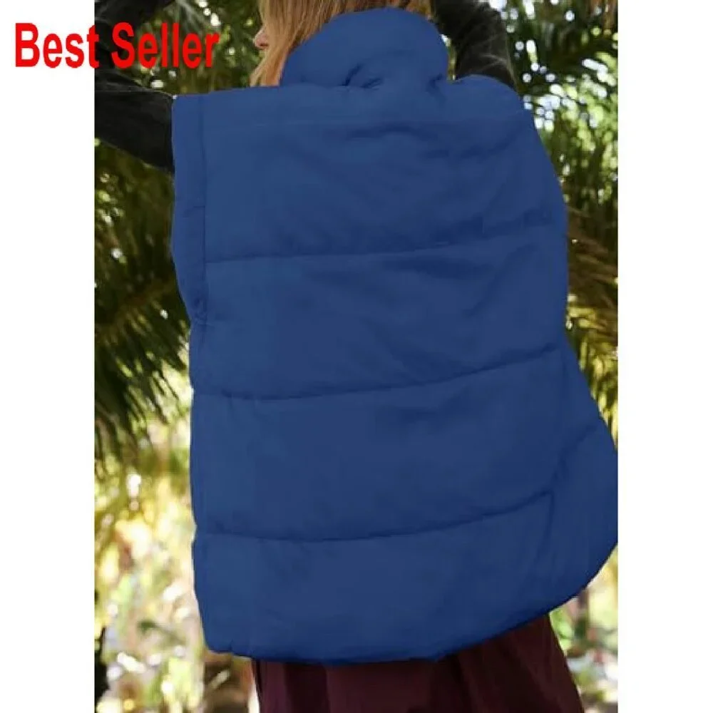 Oversized Puffer Vest Stand Collar Insulated Padded Jacket Chic Winter Style